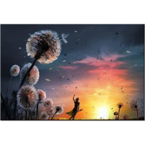 5D Diy Diamond Painting Dandelion Flowers Sunset Girl Full Square Round Rhinestone Embroidery Mosaic Cross Stitch Home Decor