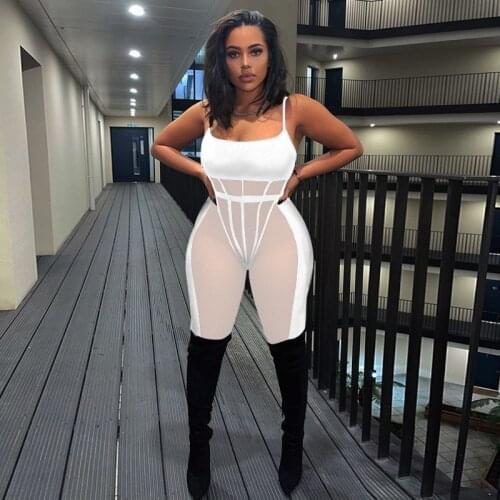 Adogirl Sexy Black Sheer Mesh 2 Piece Set See Through Spaghetti Strap Bodysuit And Pencil Pants Club Party Transparent Outfits