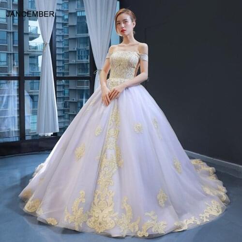 J66947 jancember ball gown prom dresses with sweep train off the shoulder pleat lace up sexy evening dress long فساتين سهرة