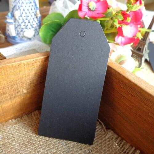 100pcs Black Paper Tags Trapezoid Gift Tag Wedding Party Tags Price Label Hemp String Included 4.5x9.5cm Garment Tags