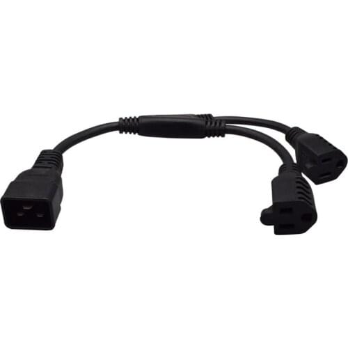C20-2X5-15R 1 in 2 IEC320 C20 Male to 2X5-15R Female Y Type Power Extension Cable Cord Wires for PDU Chassis