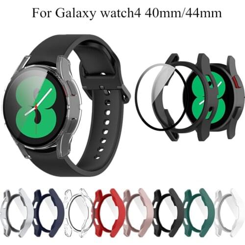 Pc Case+Tempered Glass Film for Samsung Galaxy Watch 4 44mm/40 All-around Anti-fall Screen Protector Cover Classic 46mm