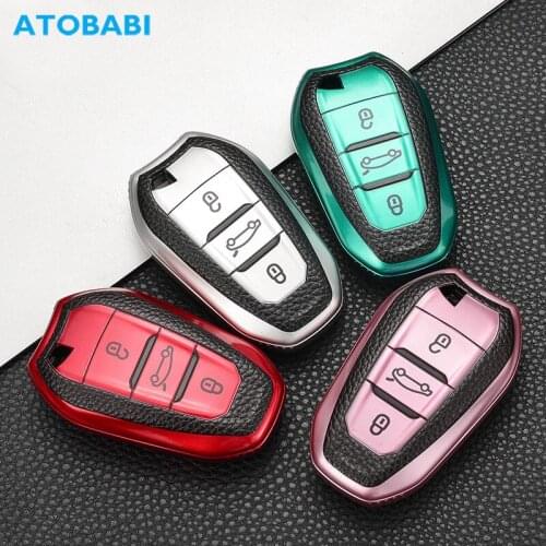 TPU Leather Pattern Car Key Case Smart Remote Control Fobs Protector Cover For Peugeot 308 408 508 2008 3008 307 Citroen DS5 DS6