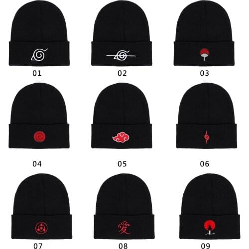 HUOYING ninja cartoon embroidered knit hats for men and women outdoor warm hip hop ear caps Woolen hats embroidered logo