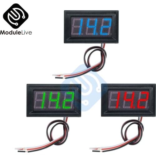 0.56" 0.56 Inch DC 4.5/4.7/5~30V Red Blue Green LED Display Panel Voltage Meter Voltmeter 3 Wires 3 Three Digital Voltage Meter