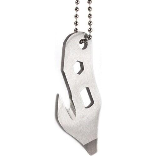 1PC EDC Pocket Multi tool Rope Cut Bottle Opener Wrench Screwdriver Keychain Outdoor Gadget Camping Stainless Steel Accessories