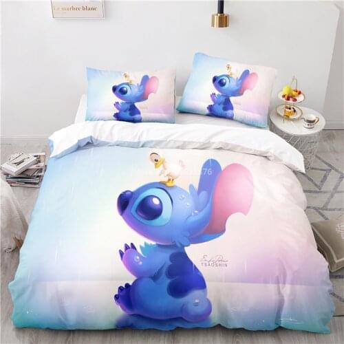 Disney Cartoon Stitch 3D Printed Bedding Set Queen King Duvet Cover with Pillowcase Set Home Textile for Children Adults Bedroom