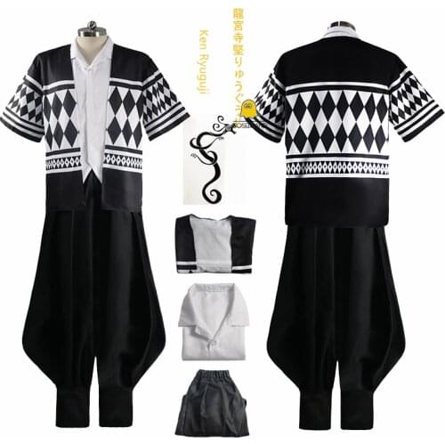 Anime Tokyo Revengers Draken Tattoo Ken Ryuguji Cosplay Costume Harajuku Haori Kimono Pants Set Cloak Halloween Carnival Uniform