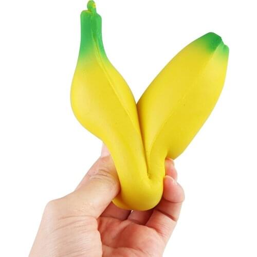 Cute Banana Squishy Super Slow Rising Jumbo Simulation Fruit Phone Straps Soft Cream Scented Bread Cake Kid Toy Gift