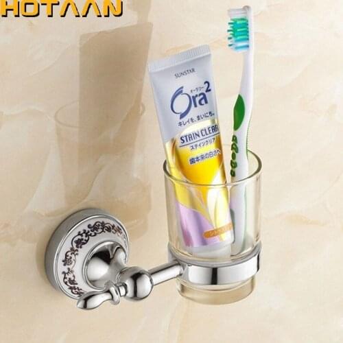 Wall mounted Bathroom Accessories Silver Single Glass Cup Tumbler Holder Toothbrush Toothpaste Cup Holders HYT-11897-C