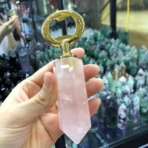 Natural Rose Quartz Crystal Point Wand and obsidian Beer open point Rose Crystal Obelisk Flat Bottom Healing gemstone