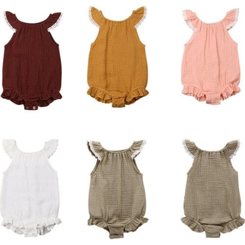 2019 New Summer Cute Infant Baby Girls Boys Rompers Ruffles Short Sleeve Solid Jumpsuits Clothes 5 Colors