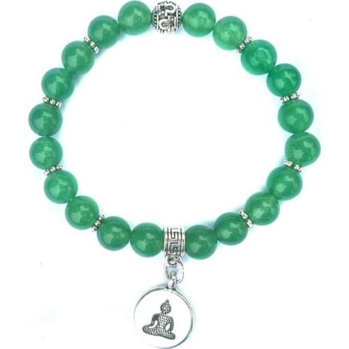 Charm High Quality Green Natural Stone Ohm Buddha Lotus Bracelet Men And Women Bracelet Jewelry Pulseira Hombres Fashion Gifts