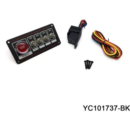 Racing Car 4 Gang Ignition Switch Panel Engine Start Push Button LED 12V Toggle
