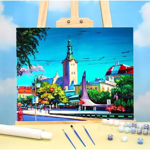 Landscape Lviv. Summer Paint By Numbers Complete Kit Oil Paints 50*70 Canvas Painting Home Decor Crafts For Adults Wholesale