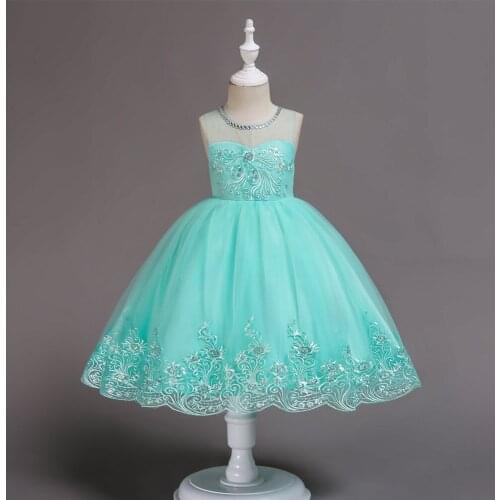 Flower Girls Dresses Kids Embroidery Lace Tulle Party Wedding dress Formal Children Clothes Vestido