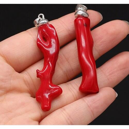 Natural Stone Irregular Red Coral Pendants Tree Branch Shape for Jewelry Making Women Necklace Earrings Accessories