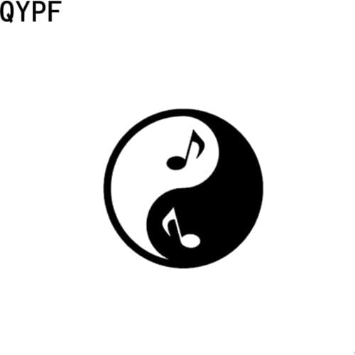 QYPF 12.7CM*12.7CM Music Symbol Yin Yang Vinyl Black Silver Car Motorcycle Sticker Decal C17-000137