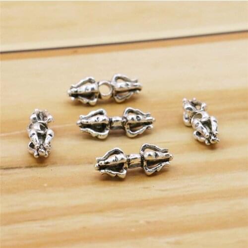10PCS Alloy Bodhi Vajra Pestle Spacers Hardware Fittings Accessory Silver-plate DIY Loose Beads Hand Made For Necklace Jewelry