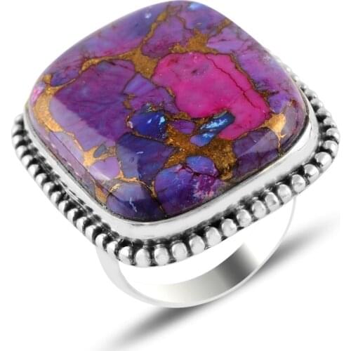 Silver 925 Sterling Cupreous Turquoise Gemstone Ring
