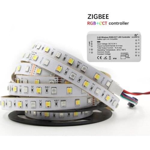 New Led RGB+CCT Strip 12mm Width FPC 5050 Strip IP20 IP65 IP67 12V RGBCCT LED Light Strip Flexible With Zigbee controller