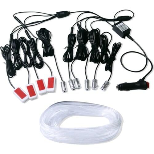 10 in 1 8M Sound Active EL Neon Strip Light APP LED Car Interior Light Multicolor Bluetooth Phone Control Atmosphere Light 12V