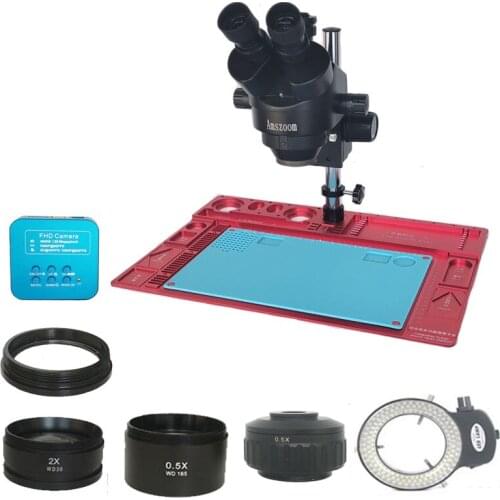 3.5X-90X Trinocular Stereo Microscope+38MP 2K Video USB HDMI Microscopio Camera +Aluminum Table Soldering PCB Jewelry Repair Kit