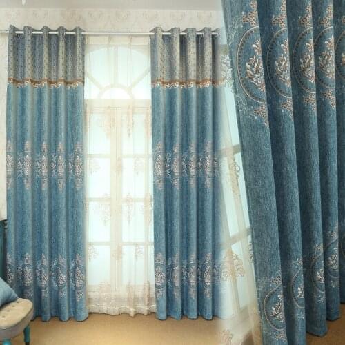 European-style Curtains Gold Crown Embroidered Curtains for Living Room for Bedroom Embroidered Curtains Tulle Custom