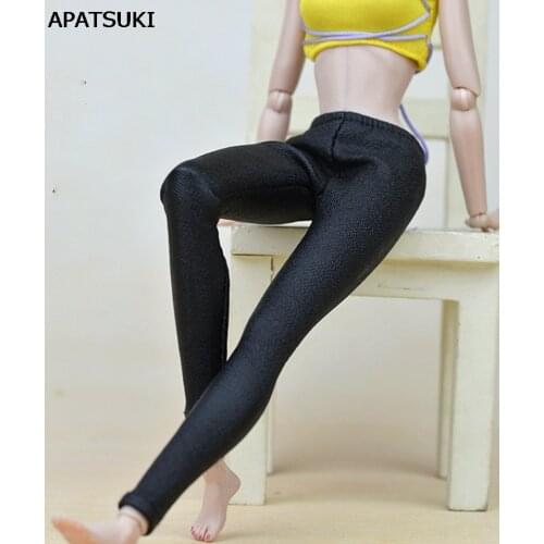High Quality Handmade Black Elastic Leather Bottoms Pants Trousers For Barbie Doll Clothes Fashion Outfit For 1/6 Dolls
