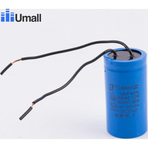 Air conditioning capacitor with two wires 12uf 450V 50 60Hz explosion proof running motor start electric machine repair parts
