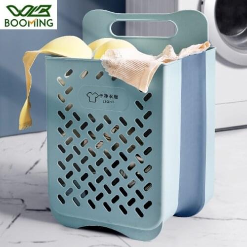 WBBOOMING Foldable Dirty Clothes Storage Basket Wall-mounted Laundry Basket Portable Sundries Home Staff Organizer Toy Container