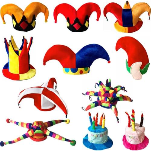 Funny Colorful Clown Hat Cute Elf Birthday Caps Children Adults Men Women Stage Performance Dance Party Wear Cosplay Accessories