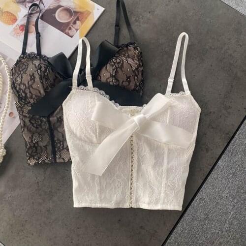 2021 Sexy Lace Camisole Tops Women Wear Fashionable Inside and Outside Wear All-match Hollow Slim Short Top Women Summer