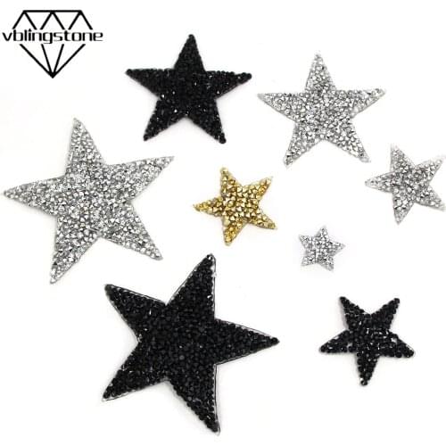 Star Rhinestone Patches Resin Crystal Hotfix Rhinestone Applique 3D Iron On Patch For Clothes Heat Transfer DIY Bag Pant Shoes