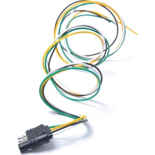 1Pcs 3ft Trailer Light Wiring Harness Extension 4 Pin Plug 18 AWG Flat Wire Connector Trailer Male Plug