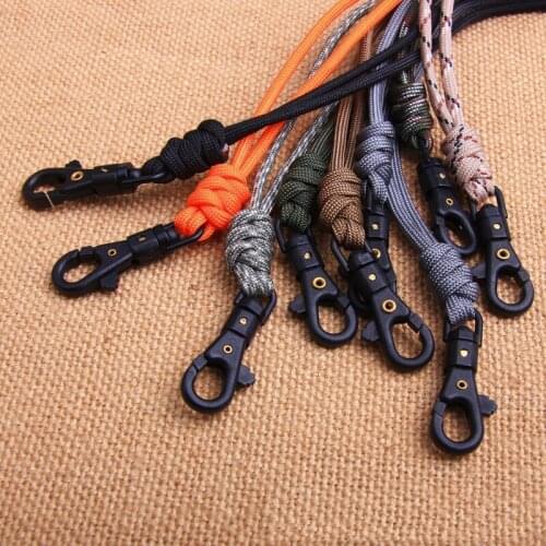 1PC Paracord Keychain Military Braided Nylon Lanyard With Metal Triangle Buckle High Strength Parachute Cord Carabiner