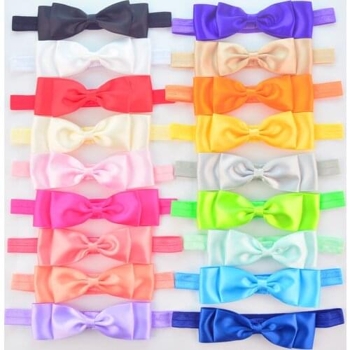 100 pcs/lot, Boutique Double Layered Satin Hair Bow Headband, Valentines Day Headband satin bows accessory