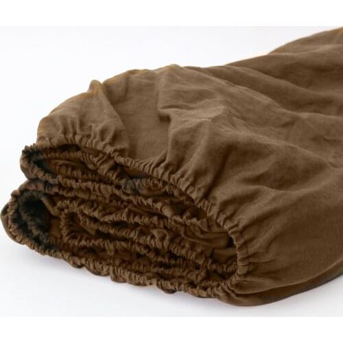 2021 French Linen Fitted Sheet Vintage Washed Pure Linen Sheets Queen Christmas Bed Cover 60"x80"x16"