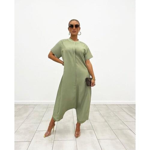 2021 Best Quality Famous Brand Women Jumpsuit Solid Color Short Sleeve