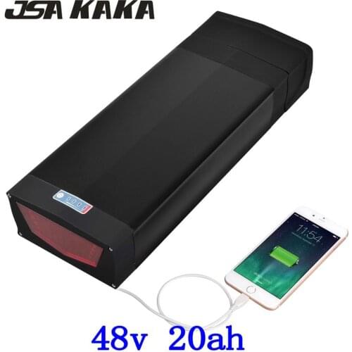 48V 20AH Rear Rack E-Bike Li-ion Battery 48V 20AH 1000W 1500W Lithium Electric Bicycle with USB port Rear frame 54.6V 2A Charger