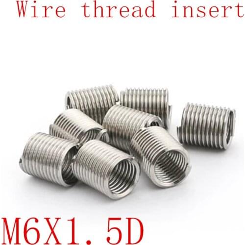 50Pcs M6*1.5D Stainless Steel Coiled Wire Helical Screw Thread Inserts M6 Screw Bushing self tapping thread repair tool