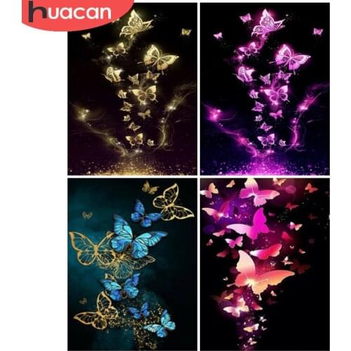 HUACAN Diamond Painting Butterfly 5D Diy Diamond Embroidery Mosaic Animal Cross Stitch Wall Art Handmade Gift