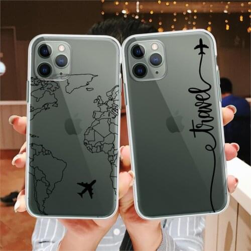 World Map Travel Soft TPU Phone Cases For iPhone 12 Pro XS Max XR 7 8 Plus 6S Plane Cover For iPhone 11 SE2020 Coque