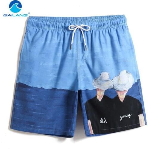 Gailang Brand Mens Casual Beach Boardshorts Quick Drying Boxer Trunks Short Pants Men Sexy Swimwear Gay Swimsuits Plus Size 2021
