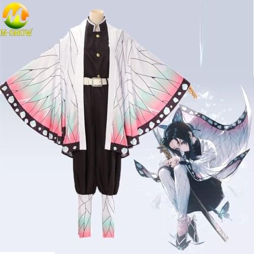 Demon Slayer Kochou Shinobu Cosplay Costume Kimetsu no Yaiba Kimono Uniforms Halloween Fancy Suit for Adult Women and Kids