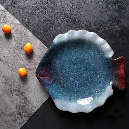Creative Ocean Fish Shape Ceramic Plate Cute Starfish Plates Fruit Dessert Sushi Dishes Household Tableware Kitchen Items