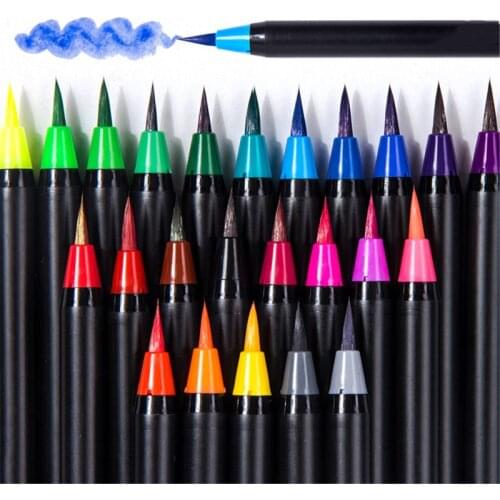 20 Color Premium Painting Soft Brush Pen Set Watercolor Markers Pen Effect Best For Coloring Books Manga Comic Calligraphy D08A