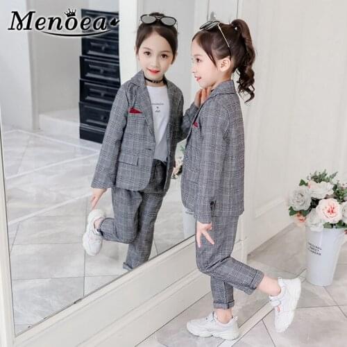 Menoea Big Girl set 2020 spring And Autumn new girls suit big Child air sleeve Suits Top Pants childrens 2pcs Clothes for girls