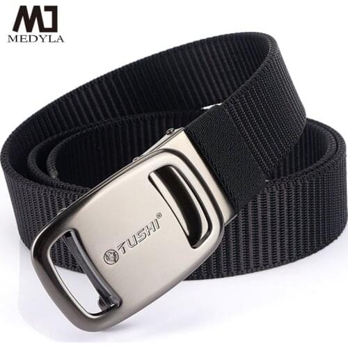 MEDYLA Mens Belt Fashion Alloy Automatic Buckle High Quality Nylon Belt Outdoor Leisure Ventilation Belt BLL8006