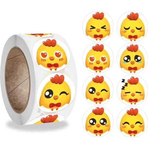 Reward Sticker for Kids Toys Chick Animal Cute Pattern 500pcs/Roll 1 inch 8 Designs School Teacher Supplies Child Sticker Gifts